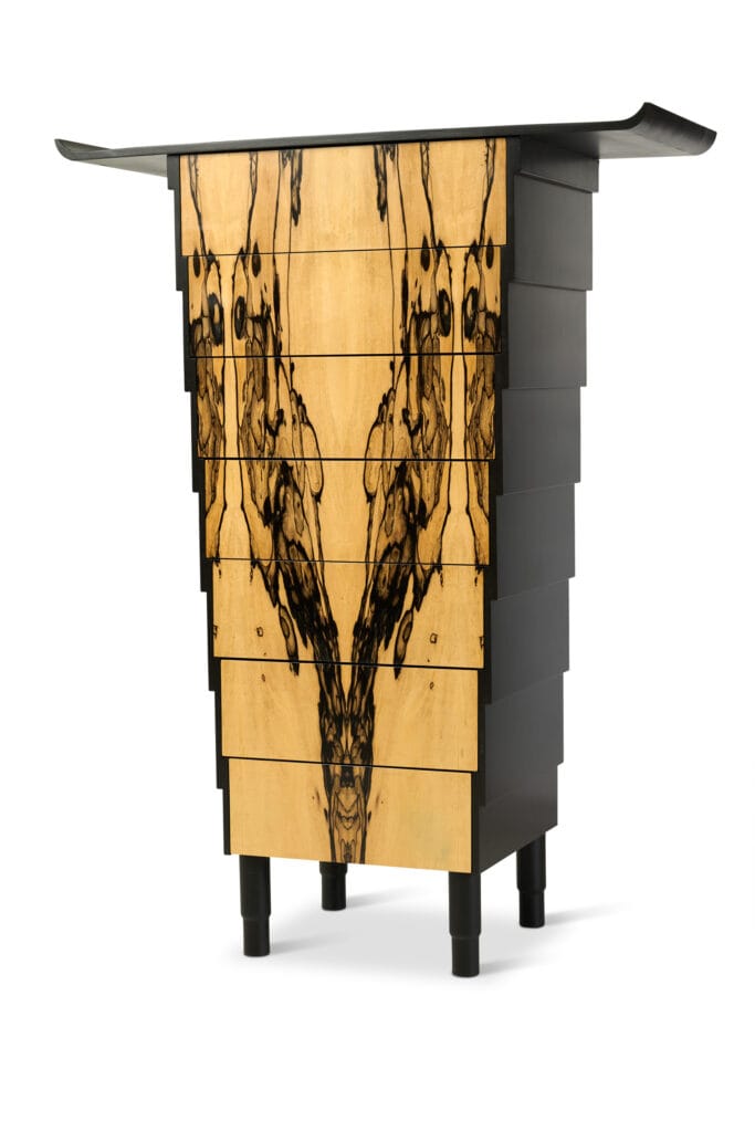 1990 chest of drawers in white and ebony