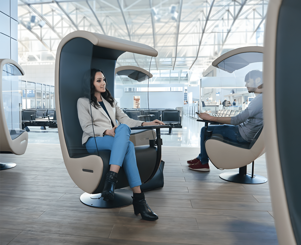 chut 5 chaises à l'aéroport international de Francfort